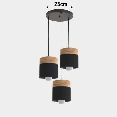 Nordic LED Pendant Lights Metal Wood Chandeliers Hanging Lighting Dining Room Kitchen Bar Bedside Lights Pendant Lamps E27 Bulb