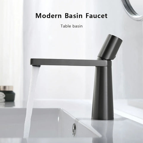 Modern Basin Faucet Brushed Gold Brass Bathroom Mixer Faucet Grey Washbasin Faucet Single Handle Single Hole Wash Sink Water Tap