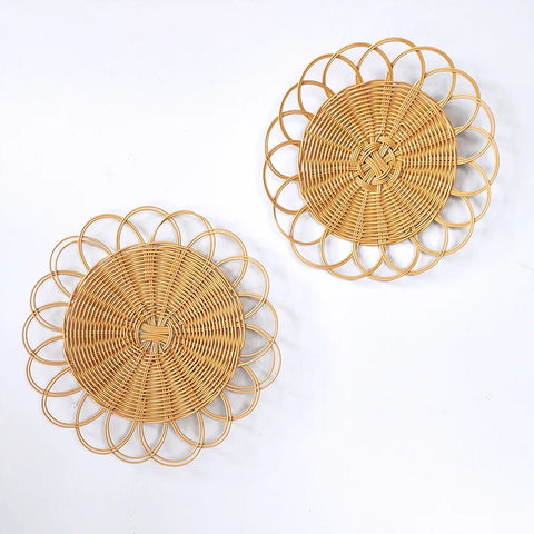 Bohemian Imitation Vine Wall Hanging Pendant Hand Woven Flower Shape Ornaments Crafts Room Living Room Background Wall Decor