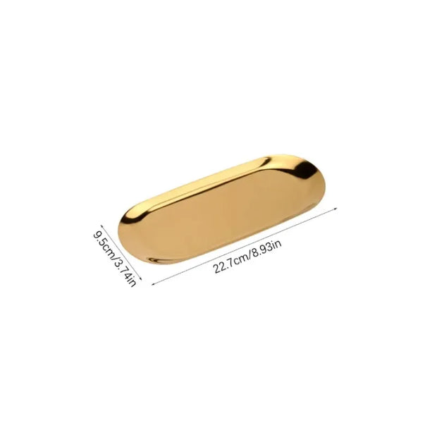 Metals Stainless Steels Oval Tray Jewellery Storage Shelf Desktop Clutter Organiser Birthday Party Decoration Ornaments