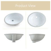 MEJE Undermount Oval Bathroom Sink, Ceramic White Vanity Top Sink with Overflow