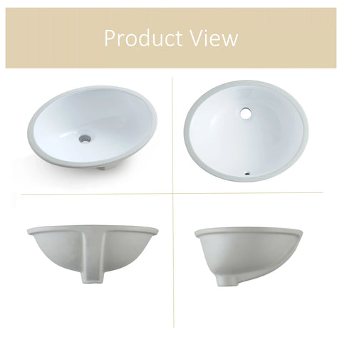 MEJE Undermount Oval Bathroom Sink, Ceramic White Vanity Top Sink with Overflow