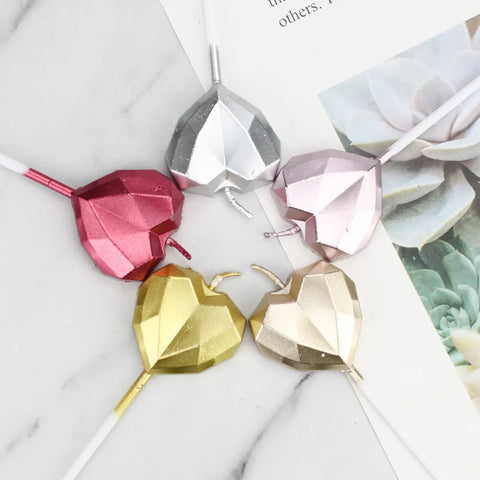 Cute Birthday Cake Candle Diamond Heart Star Shape Candles Creative 3D Lovely Cupcake Candle Children's Party Decoration
