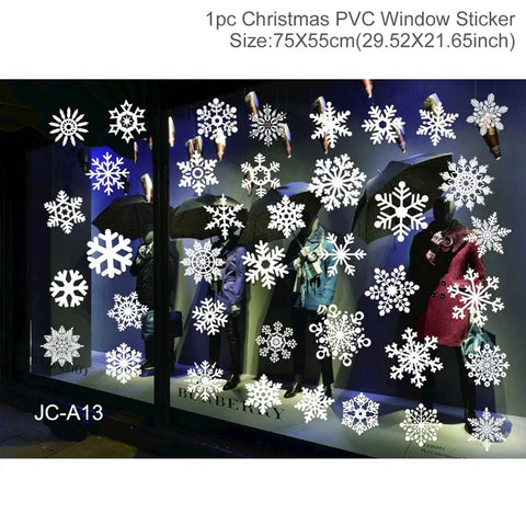 Christmas Window Stickers Merry Christmas Decorations for Home 2024 Christmas Wall Sticker Kids Room New Year Decoration 2025