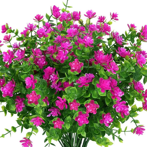 Artificial Flowers UV Resistant Outdoor Fake Flowers Plastic Hanging Shrubs Plants for Garden Porch Window Box Home Decoration