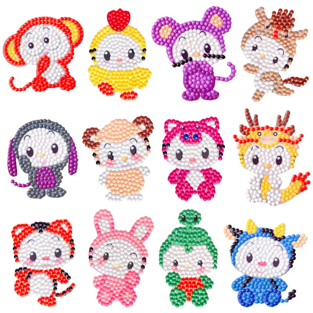 Children's Handmade Diamond Painting Sitcker Pokemon Kit Digital Rod-Shaped Diamond Painting Kit For Cartoon Nnimals Easy to DIY