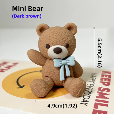 Bear Cake Topper Blowing Candles Bear Beige Brown Balls Gift Boxes for Kids Happy Birthday Cake Toppers Ins Style Cake Deoration