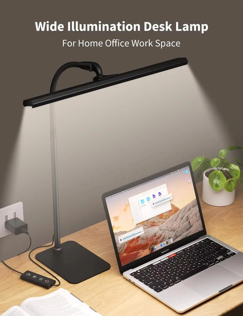 LED Desk Lamps for Home Office Tall Desk Light with Base Flexible Gosseneck Adjustable Height 5-Level Dimmable Brightness