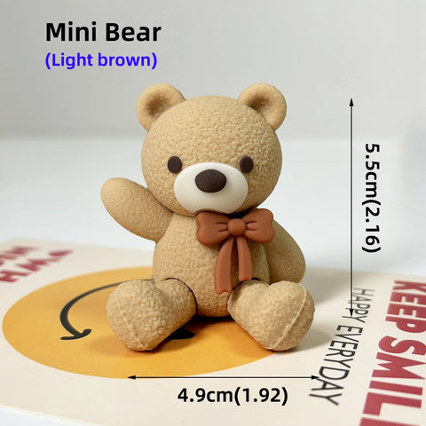 Bear Cake Topper Blowing Candles Bear Beige Brown Balls Gift Boxes for Kids Happy Birthday Cake Toppers Ins Style Cake Deoration