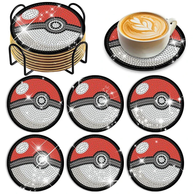 6/8/9/12pcs DIY Pokémon Diamond Painting Cousters Cute Cartoon Rhinestones Art Mosaic Cup Pad Table Placemat Home Decor Gift