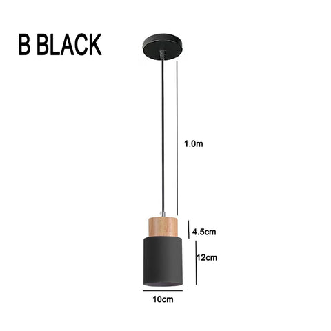 Nordic LED Pendant Lights Metal Wood Chandeliers Hanging Lighting Dining Room Kitchen Bar Bedside Lights Pendant Lamps E27 Bulb