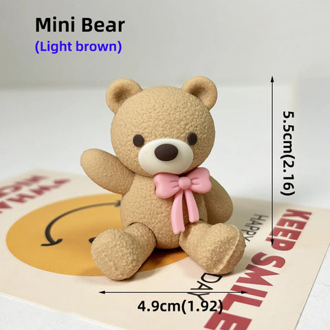 Bear Cake Topper Blowing Candles Bear Beige Brown Balls Gift Boxes for Kids Happy Birthday Cake Toppers Ins Style Cake Deoration