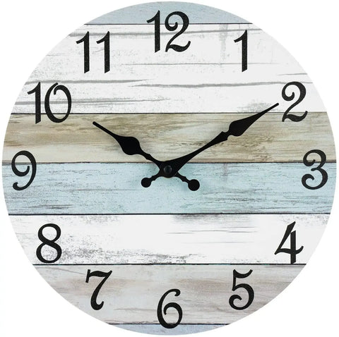 10Inch Silent Non-Ticking Wall Clocks , Coastal Country Style  for Living Room, Kitchen, Bathroom, Bedroom, Laundry Room