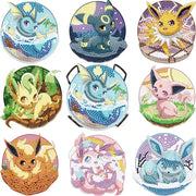 6/8/9/12pcs DIY Pokémon Diamond Painting Cousters Cute Cartoon Rhinestones Art Mosaic Cup Pad Table Placemat Home Decor Gift