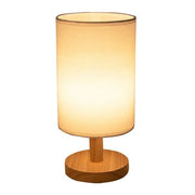 Solid Wood Night Lamp New Linen Table Lamp LED Desk Lamp Eye Protection Nightstand Lamp USB Powered Beside Lamp Bedroom Decor