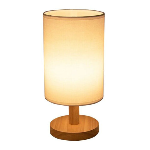 Solid Wood Night Lamp New Linen Table Lamp LED Desk Lamp Eye Protection Nightstand Lamp USB Powered Beside Lamp Bedroom Decor