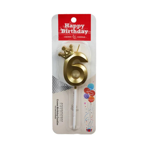 Digital Number Candle for Kids, Gold Crown, Birthday Cake Candle, Wedding Party Decor, 0-9 Number Candles
