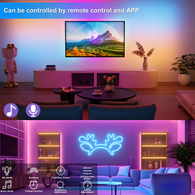 5v RGB Neon LED Strip Lights 1/2/3/4/5M USB Flexible Silicone Waterproof Neon Light With Bluetooth Remote Control for Home Game