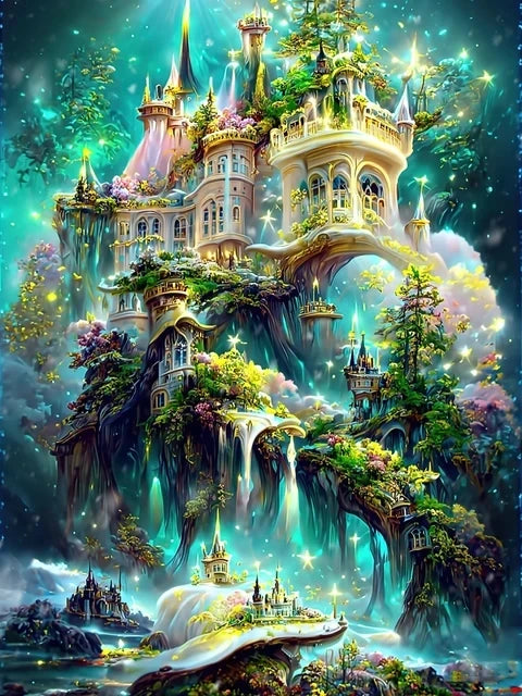 Embroidery Fantasy Castle in the Forest Full 120 Colors AB Fairy Dust Diamond Painting Needleworks Cross stitch Kits Home Decor