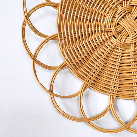 Bohemian Imitation Vine Wall Hanging Pendant Hand Woven Flower Shape Ornaments Crafts Room Living Room Background Wall Decor