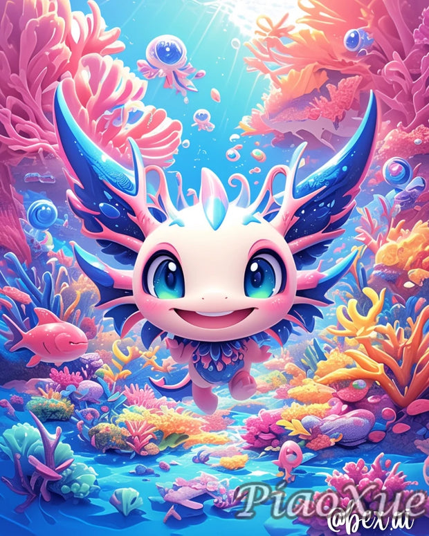 Cartoon Animation Axolotl Adventures  5D  Diamond Painting Cute Adventure Creatures DIY Mosaic Embroidery Cross Stitch