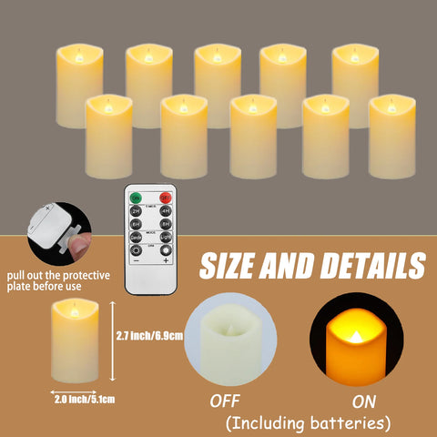 10-240Pcs LED Flickering Candles Wedding Flameless Candle Battery Operated Candles with Remote Control Flickering Candles