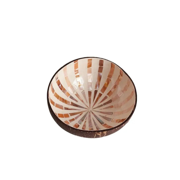 Seashell Inlay Painted Coconut Shell Bowl Handmade Natural Materials Entryway Key Storage Tray Eco-friendly Durable Candy Bowl