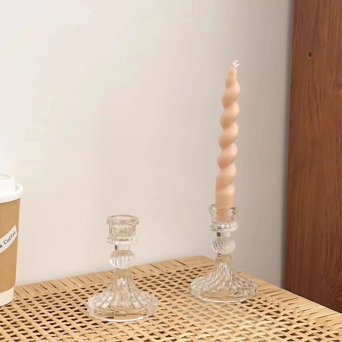 Retro transparent glass pole candle holder DIY home hotel candlelight dinner wedding photography props