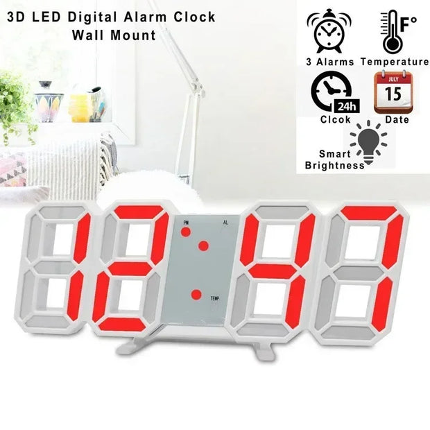 3D Wall Clock Led Digital Watches Hanging Decoration Home Decoration for Bedroom Decor Interior Room Night Light Mode Large