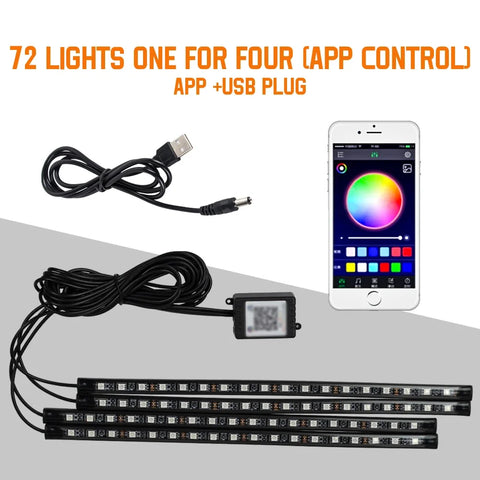Neon 36 48 72 LED Car Interior Ambient Foot Light with USB Wireless Remote Music APP Control Auto RGB Atmosphere Decorative Lamp