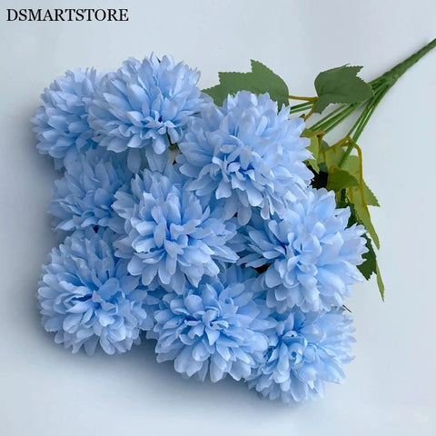 9 Heads Artificial Flowers Ball chrysanthemum Hydrangea Home decor Green Plant Bouquet Bridal Bouquet DIY Wedding Decoration