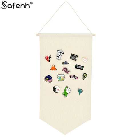 1PC Hanging Cloth Nordic Blank Brooch Pin Badge Holder Hanging Cloth Brooch Pin Organizer Display Pins Storage Brooch Collection