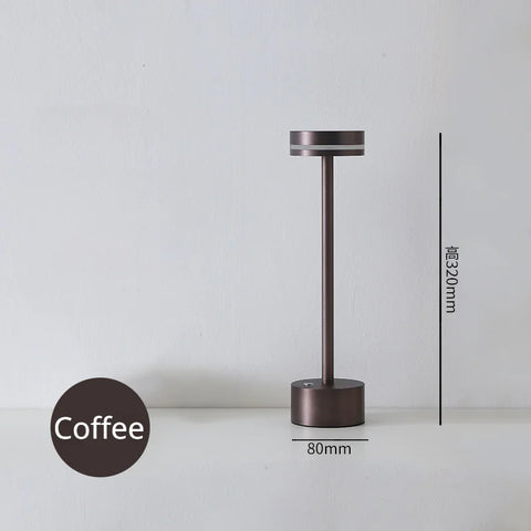 LED touch switch table lamp rechargeable aluminum lamp bedside table bedroom three-color dimming restaurant bar atmosphere lamp
