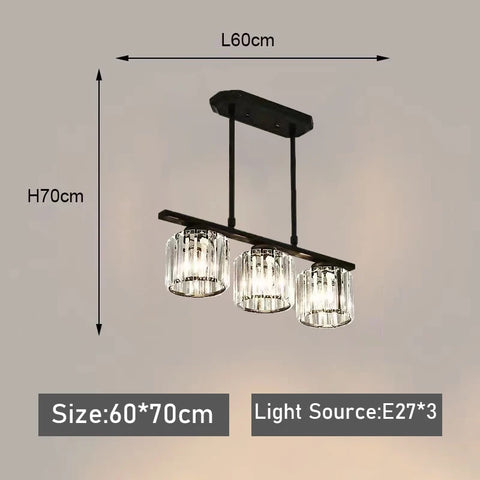 Nordic Modern Luxury Crystal Chandelier Three-Head Restaurant Light for Bar Living Room Hanging Light Fixture