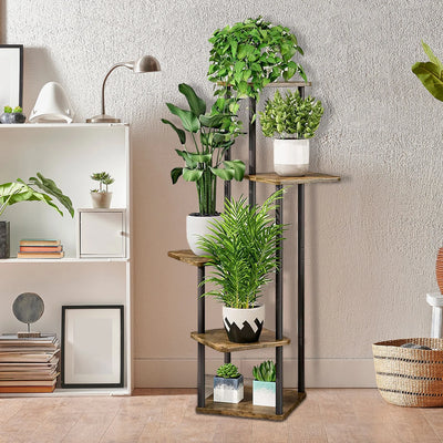 Plant Stand Stand For Flowers Wooden Storage Shelf 5 Tier Flower Shelf Planter Rack Indoor Display Stand Multiple Flower Pot
