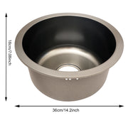 Stainless Steel Washbasin, Gray Round Kitchen Sink Renovation Single Washbasin for Bathroom Kitchen