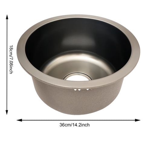 Stainless Steel Washbasin, Gray Round Kitchen Sink Renovation Single Washbasin for Bathroom Kitchen