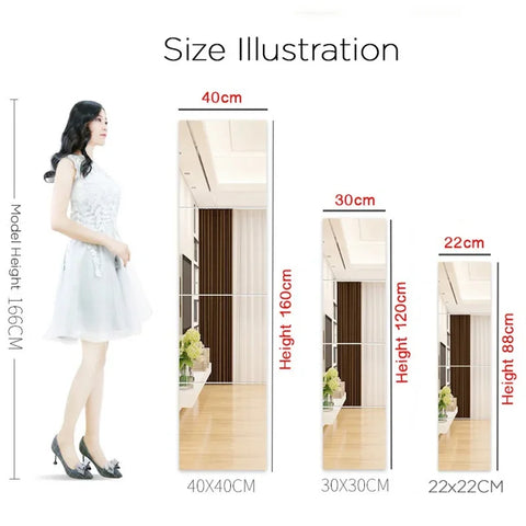 1pcs 3D Mirror Wall Stickers Self-adhesive Mirror Stickers Thicken 2mm Flexible DIY Art Acrylic Mirror Living Room Decoration