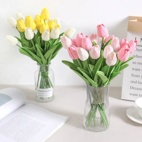 10pcs Tulip Artificial Bouquet Artificial Flower Wedding Bridal Bouquet Outdoor Home Garden Bouquet Party Vase Decorative Plant