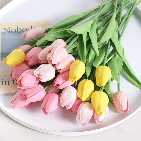 10pcs Tulip Artificial Bouquet Artificial Flower Wedding Bridal Bouquet Outdoor Home Garden Bouquet Party Vase Decorative Plant