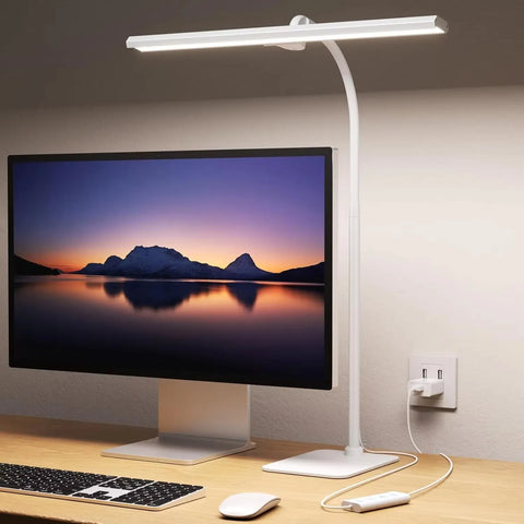 LED Desk Lamps for Home Office Tall Desk Light with Base Flexible Gosseneck Adjustable Height 5-Level Dimmable Brightness
