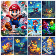 New DIY Mario Bros. Diamond Painting Kit Video Games Poster Diamond Embroidery Color Painting Hand Mosaic Art Home Decor