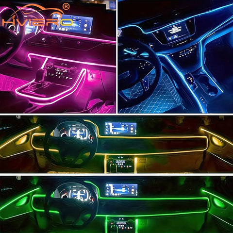 USB Car Led Strip Lights Interior Lights RGB Ambient Lighting Kit Music Sync Function Neon Light Vehicle Accessories Universal