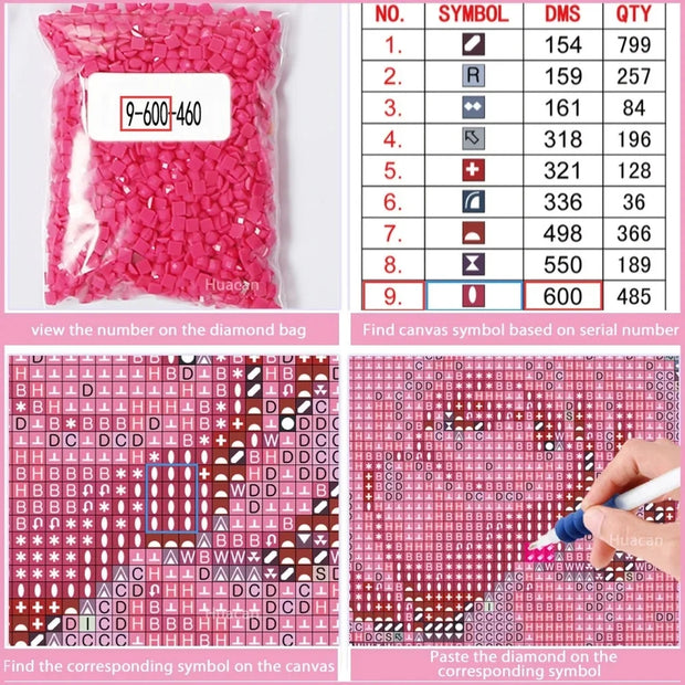 Huacan DIY Diamond Painting Animal Mouse Kits Full Round Square Diamond Embroidery Flower Funny Home Decor Handmade Gift