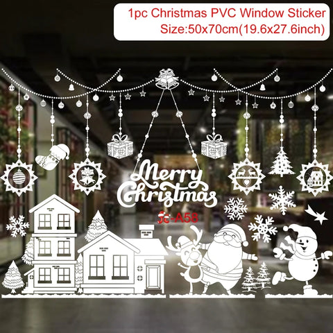Christmas Window Stickers Merry Christmas Decorations for Home 2024 Christmas Wall Sticker Kids Room New Year Decoration 2025
