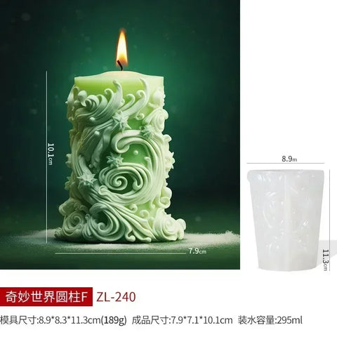 Blooming peony flower relief cylindrical candle silicone mold flower cylinder resin silicone mould Blooming peony gypsum molds
