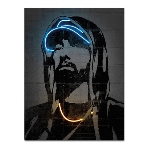 Abstract Rapper Wall Art Home Decor Poster Neon Effect Hip Hop Artist 2Pac Canvas Paint Bedroom Decoration Mural Picture Print
