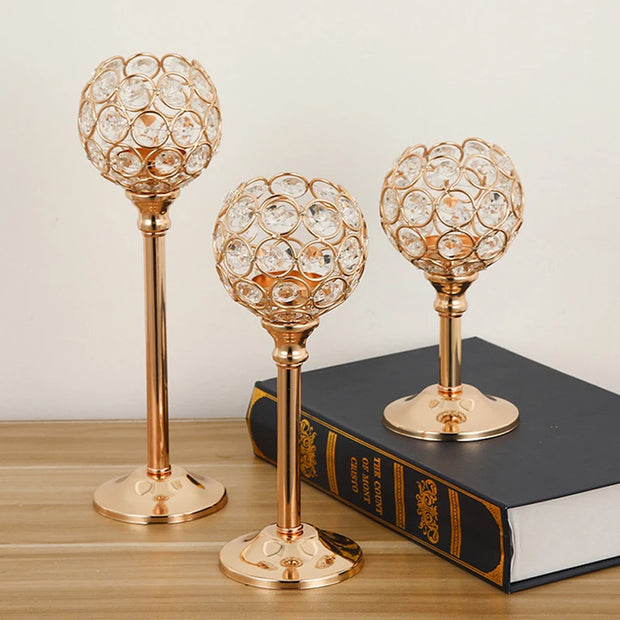 Golden Candle Holder Tea Light Candlestick Gold Color Holder Wedding Church Decor Dinning Table Centerpieces Home Decoration