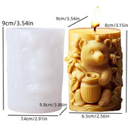 Bear hug jar relief cylindrical candle silicone mold cute squatting Rabbit Squirrel resin mould bee flower cement gypsum molds
