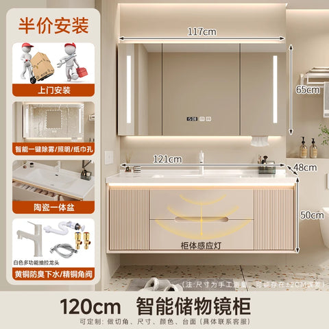 Cream wind bathroom cabinet ceramic integrated basin toilet wash basin washbasin cabinet combination washbasin basin bathroom ca